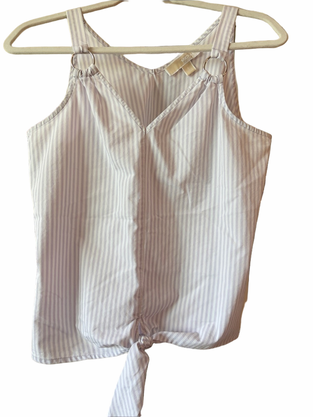 Michael Michael Kors cotton v neck, sleeveless lavender a white pinstripe size S